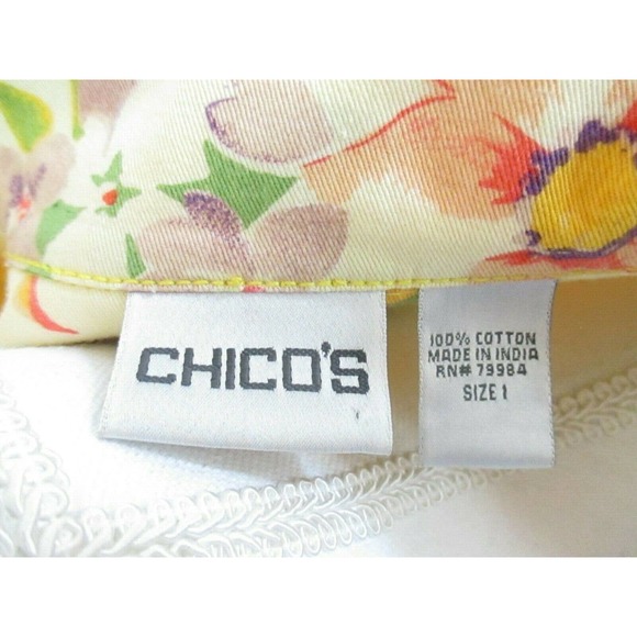 Chico's SZ 1 Jean Jacket Floral 100% Cotton Button - Picture 5 of 8